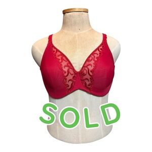 LILYETTE®️ Minimizer Bra 38D Unlined | Wired by Maidenform | Red | Lace Detail